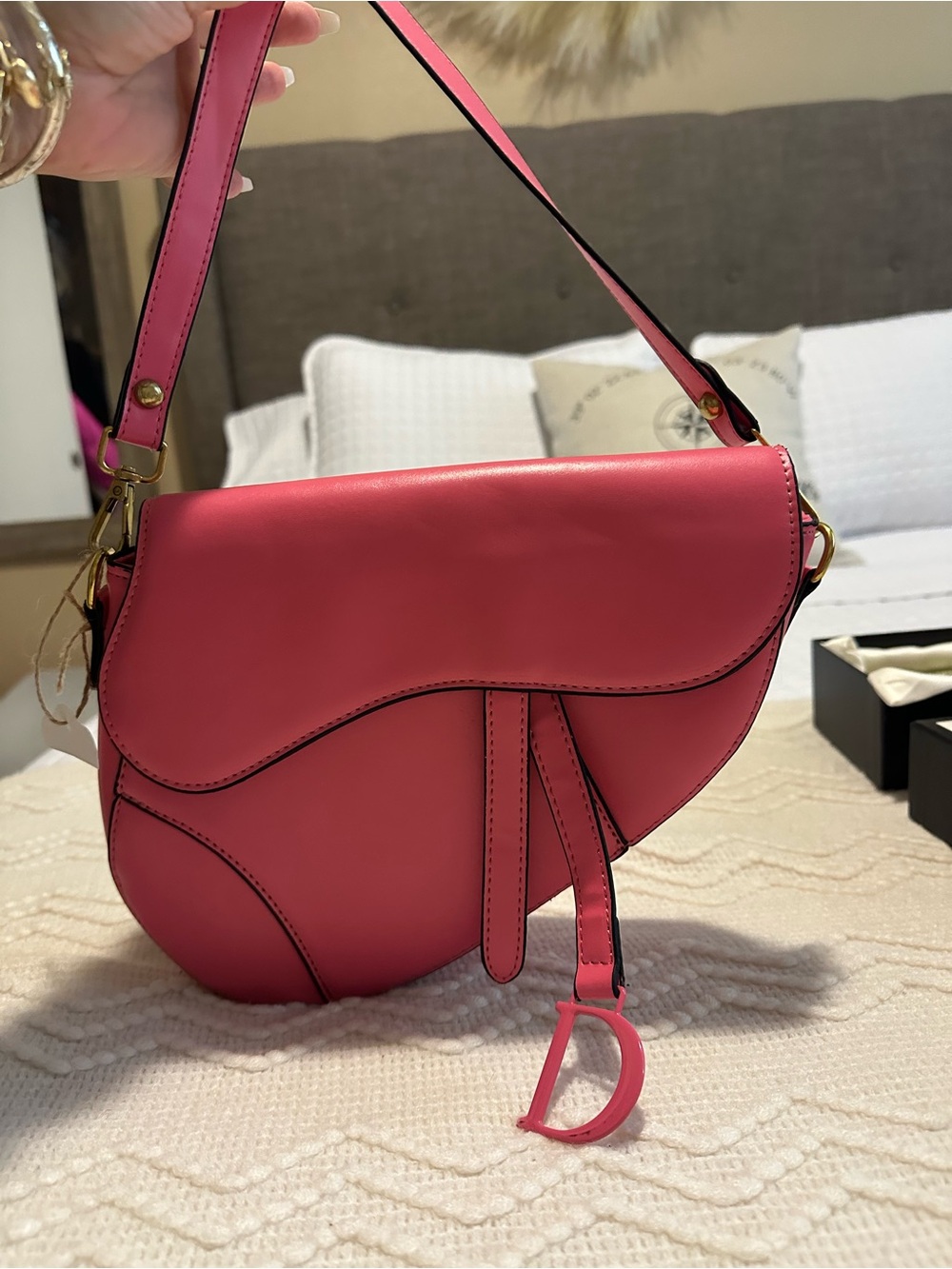 Dior Hot Pink Saddle Shoulder Bag with D Charm